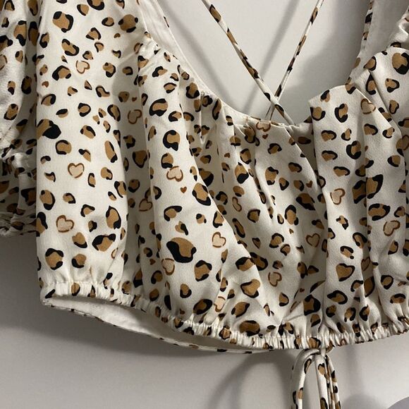 Princess Polly STARLING CROP TOP BEIGE LEOPARD US 12 XXL NWT - Picture 4 of 8